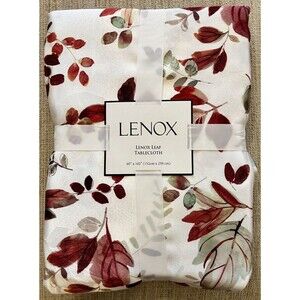 LENOX Leaf Tablecloth 60" x 102" Oblong Jacquard Fall Thanksgiving NEW Packaged